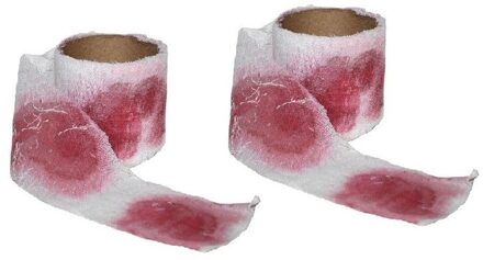 Bloederig verband 94 cm - 2x - Verbandrollen met bloed - Halloween/horror decoratie