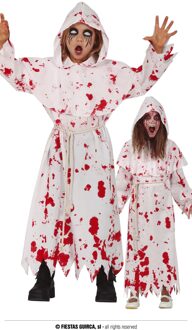 Bloederige Non Kostuum Kind Rood - Zalm, Wit - Transparant