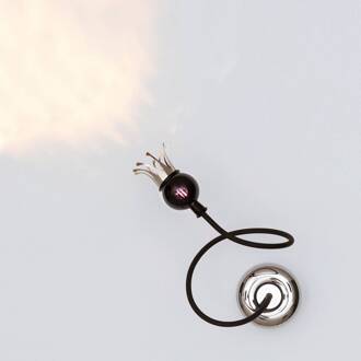Bloeiende design wandlamp Poppy met flexibele arm zwart, zwart-paars