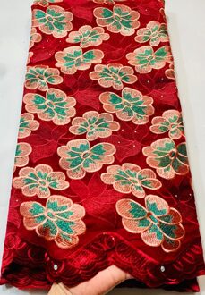 Bloem Afrikaanse 100% Katoen Kant Stof Voile Kant In Zwitserland Met Stenen Voor Vrouwen Dress Party (5Yards/Pc) YLL3723 AS PIC3