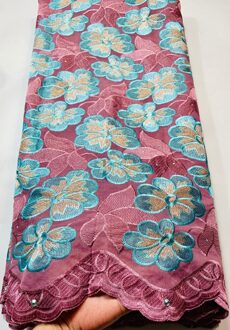 Bloem Afrikaanse 100% Katoen Kant Stof Voile Kant In Zwitserland Met Stenen Voor Vrouwen Dress Party (5Yards/Pc) YLL3723 AS PIC5