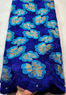 Bloem Afrikaanse 100% Katoen Kant Stof Voile Kant In Zwitserland Met Stenen Voor Vrouwen Dress Party (5Yards/Pc) YLL3723 AS PIC6