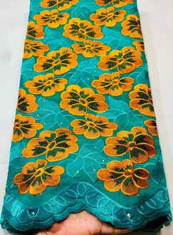 Bloem Afrikaanse 100% Katoen Kant Stof Voile Kant In Zwitserland Met Stenen Voor Vrouwen Dress Party (5Yards/Pc) YLL3723 AS PIC7