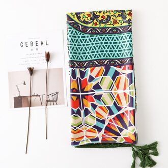 Bloem En Geometrische Kleur Print Sjaal Voor Vrouw Grote Maat Lente Zomer Wraps Groene Kleur