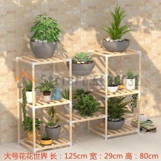 Bloem Frame Massief Houten Meerdere Verdiepingen Indoor Speciale Balkon Vlezige Kleine Bloempot Plank Woonkamer Eenvoudige Groene Houten plank VIP 2