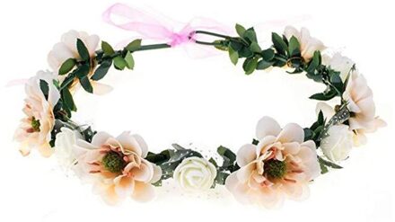 Bloem Hoofdband Rose Handgemaakte Bloemen Bloemen Garland Hair Band Crown Tiara Decoratie Verstelbare Vrouwen Meisjes Hoofdtooi Bruiloft CP
