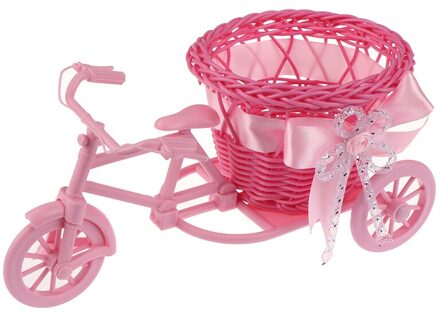 Bloem Mand Pot Rotan Fiets Opslag Vlotter Vaas Plant Stand Houder Driewieler Fiets Organisator Roze