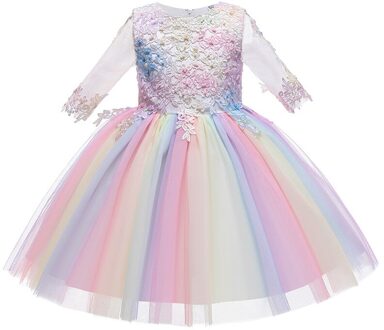 Bloem Meisje Verjaardagsfeestje Heilige Communie Kralen Jurk Afstuderen Partij Borduren Kant Jurk Prinses Meisje Child-3