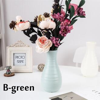 Bloem Nordic Vaas Decoratieve Thuis Plastic Vaas Imitatie Keramische Bloempot Bloem Mand Decoratie Vaas Voor Bloem Home Decor B-groen