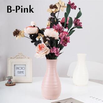 Bloem Nordic Vaas Decoratieve Thuis Plastic Vaas Imitatie Keramische Bloempot Bloem Mand Decoratie Vaas Voor Bloem Home Decor B-roze