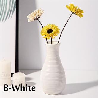 Bloem Nordic Vaas Decoratieve Thuis Plastic Vaas Imitatie Keramische Bloempot Bloem Mand Decoratie Vaas Voor Bloem Home Decor B-wit