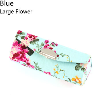 Bloem Ontwerpen Met Spiegel Verpakking Lipgloss Doos Vrouwen Lippenstift Geval Retro Geborduurde Sieraden Verpakking Opbergdoos groot bloem-blauw