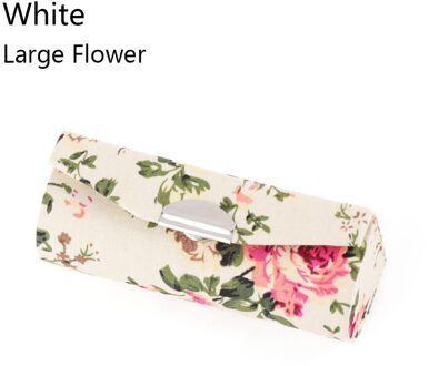 Bloem Ontwerpen Met Spiegel Verpakking Lipgloss Doos Vrouwen Lippenstift Geval Retro Geborduurde Sieraden Verpakking Opbergdoos groot bloem-wit