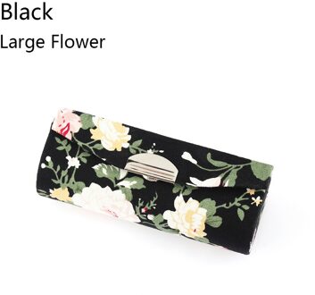 Bloem Ontwerpen Met Spiegel Verpakking Lipgloss Doos Vrouwen Lippenstift Geval Retro Geborduurde Sieraden Verpakking Opbergdoos groot bloem-zwart