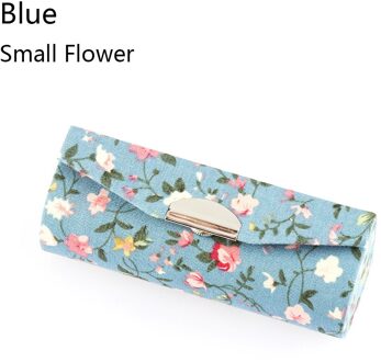Bloem Ontwerpen Met Spiegel Verpakking Lipgloss Doos Vrouwen Lippenstift Geval Retro Geborduurde Sieraden Verpakking Opbergdoos klein bloem-blauw