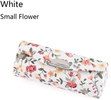 Bloem Ontwerpen Met Spiegel Verpakking Lipgloss Doos Vrouwen Lippenstift Geval Retro Geborduurde Sieraden Verpakking Opbergdoos klein bloem-wit