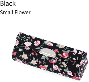Bloem Ontwerpen Met Spiegel Verpakking Lipgloss Doos Vrouwen Lippenstift Geval Retro Geborduurde Sieraden Verpakking Opbergdoos klein bloem-zwart