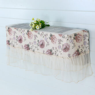 Bloem Patroon Airconditioning Doek Stofdicht Cover Home Decor Airconditioner Koelkast Wassen Anti-Dust Cleaning Cover koffie kleur