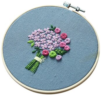 Bloem Patroon Borduren Diy Gestempeld Kruissteek Voor Beginner Thuis Mini Borduren Hoepel Doek Kit Handwerken Art Naaien Craft J