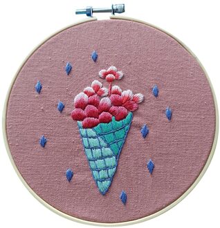 Bloem Patroon Borduren Diy Gestempeld Kruissteek Voor Beginner Thuis Mini Borduren Hoepel Doek Kit Handwerken Art Naaien Craft