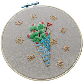 Bloem Patroon Borduren Diy Gestempeld Kruissteek Voor Beginner Thuis Mini Borduren Hoepel Doek Kit Handwerken Art Naaien Craft