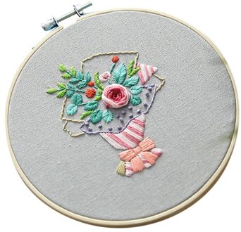Bloem Patroon Borduren Diy Gestempeld Kruissteek Voor Beginner Thuis Mini Borduren Hoepel Doek Kit Handwerken Art Naaien Craft