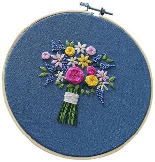 Bloem Patroon Borduren Diy Gestempeld Kruissteek Voor Beginner Thuis Mini Borduren Hoepel Doek Kit Handwerken Art Naaien Craft