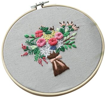 Bloem Patroon Borduren Diy Gestempeld Kruissteek Voor Beginner Thuis Mini Borduren Hoepel Doek Kit Handwerken Art Naaien Craft