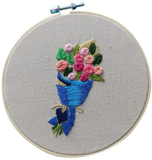 Bloem Patroon Borduren Diy Gestempeld Kruissteek Voor Beginner Thuis Mini Borduren Hoepel Doek Kit Handwerken Art Naaien Craft