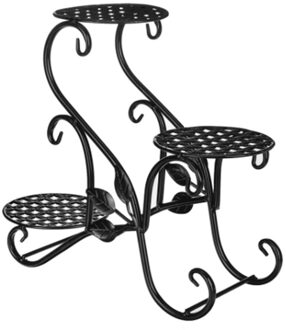 Bloem Stand Iron Bloem Plank Rack Thuis Vloer Stijl Woonkamer Bloempot Plank 3 Lagen Indoor Outdoor Tuin bloem Stand zwart