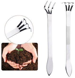 Bloem Thuis Roestvrij Staal Plant Tuingereedschap Praktische Duurzaam 2 In 1 Bodem Mix-Functie Firm Spatel Bonsai Wortel hark