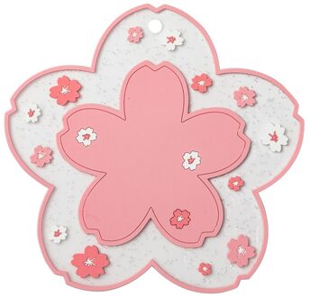 Bloem-Vorm Kom Mat Anti-Brandwonden Non-stick Desktop Decoratieve Mat Waterdicht Wasbaar Servies Placemat Non-slip Pot Bekerhouder roze / L