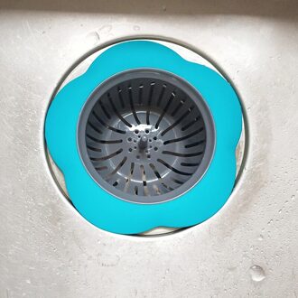 Bloem Vormige Siliconen Tpr Gootsteen Zeef Badkamer Douche Drain Sink Drains Cover Gootsteen Vergiet Riool Hair Filter Blauw