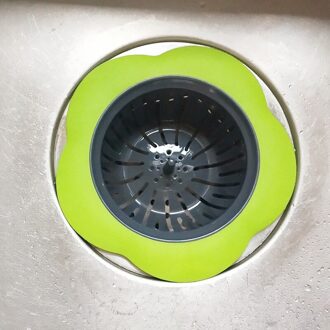 Bloem Vormige Siliconen Tpr Gootsteen Zeef Badkamer Douche Drain Sink Drains Cover Gootsteen Vergiet Riool Hair Filter groen