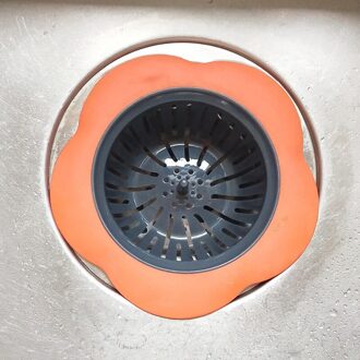 Bloem Vormige Siliconen Tpr Gootsteen Zeef Badkamer Douche Drain Sink Drains Cover Gootsteen Vergiet Riool Hair Filter Oranje
