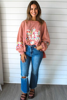 Bloemapplicatie Relaxed Sweatshirt Klaproos