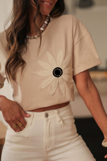 Bloemapplicatie T-shirt Relaxed Fit Bruin