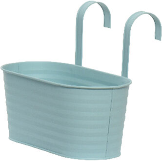 Bloembak ophangbaar - zink - 32 x 16 cm - lichtblauw - Plantenpotten