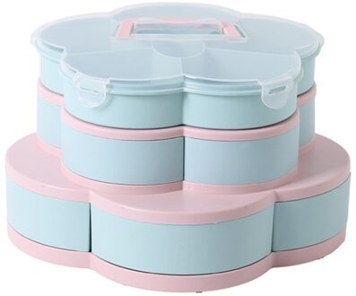 Bloemblaadje-Vorm Roterende Snack Doos Snoep Lade Voedsel Opbergdoos Bruiloft Snoep Platen Dubbeldeks Gedroogd Fruit Organizer opslag