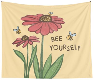 Bloemen Bee Tapijt Muur Opknoping Rode Bloem Muur Decor Wandtapijten Opknoping Slaapkamer Drom Kamer Muur Decor Esthetische Tapestry Decor