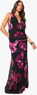 Bloemen Chiffon Maxirok Met Watervalzoom, Floral - 34