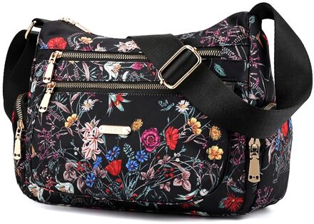Bloemen Country Style Grote Capaciteit Dames Nylon Schoudertas Diagonaal Tas Mode Toevallige Handtas 4