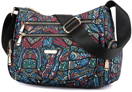 Bloemen Country Style Grote Capaciteit Dames Nylon Schoudertas Diagonaal Tas Mode Toevallige Handtas 5