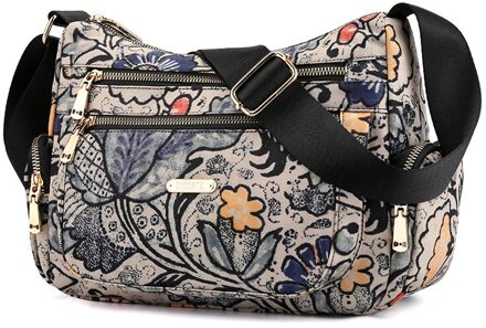 Bloemen Country Style Grote Capaciteit Dames Nylon Schoudertas Diagonaal Tas Mode Toevallige Handtas 7