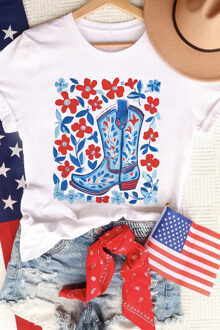 Bloemen Cowboylaarzen T-shirt - maat M Ivoor
