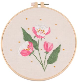 Bloemen Diy Borduurwerk Lint Materiaal Pakket Set Beginners Met Borduurwerk Schuur Naaien Kit Kruissteek Ambachten Home Decor