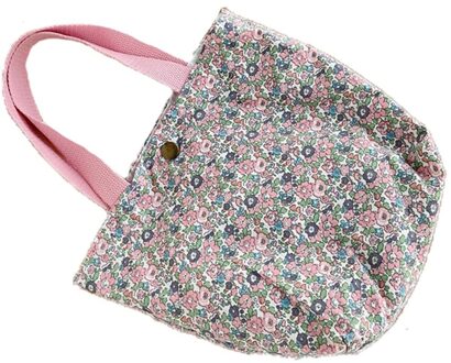 Bloemen Draagbare Lunch Tas Katoen Stof Picknick Voedsel Zakken Meisjes Lunch Pouch Casual Dames Mini Handtas Duurzaam Winkelen Handtas 2