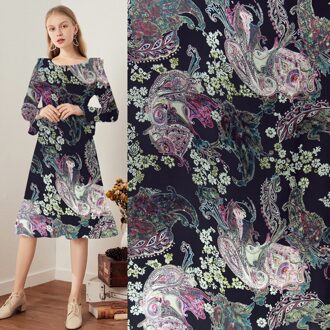 Bloemen En Paisley Zijde Uitgebrande Zijde Zijde Blended Stof, SBO078 1 Meter