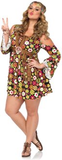 Bloemen hippie kostuum voor dames - Grote Maten - Verkleedkleding