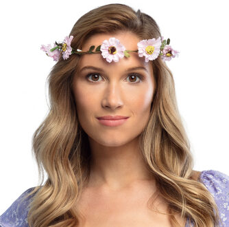 Bloemen hoofdband Mallorca roze